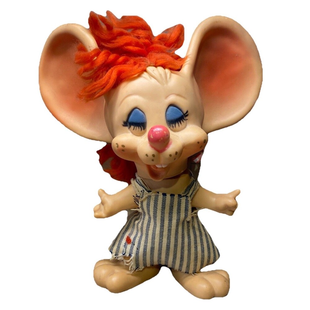 Vintage 1970s Huron Products Co Orange Hair Mouse Coin Bank